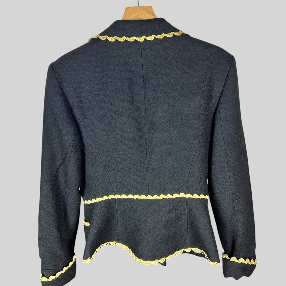 Lavantino Vintage Black Blazer With Gold Trimmings. 100% Wool. - Picture 2 of 5